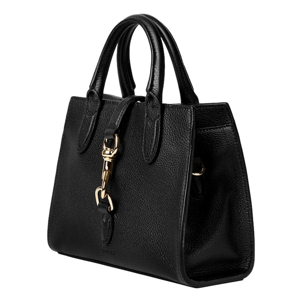 Gucci Jackie Small Tote Calfskin Leather Handbag Satchel Black in Black, authentic new handbag, image 3