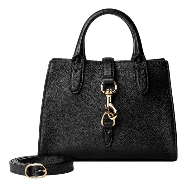 Gucci Jackie Small Tote Calfskin Leather Handbag Satchel Black in Black, authentic new handbag, image 2
