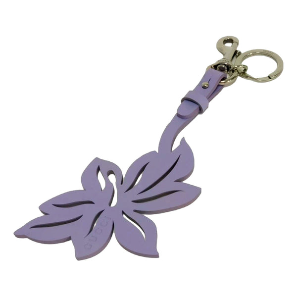 Gucci Leather Flower Keychain Charm Lilac Purple in Lilac Purple, authentic new keychain, image 1