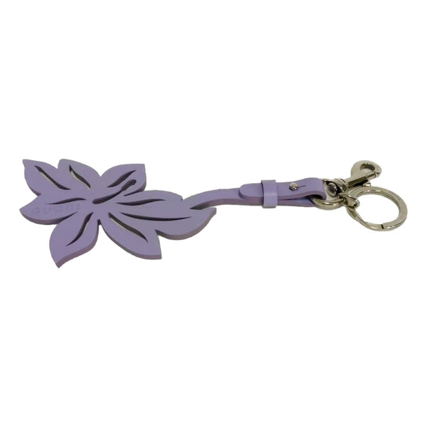 Gucci Leather Flower Keychain Charm Lilac Purple in Lilac Purple, authentic new keychain, image 3