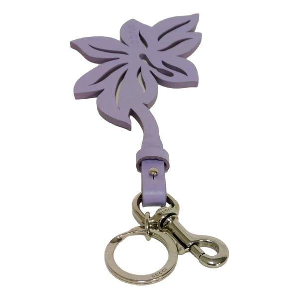 Gucci Leather Flower Keychain Charm Lilac Purple in Lilac Purple, authentic new keychain, image 2