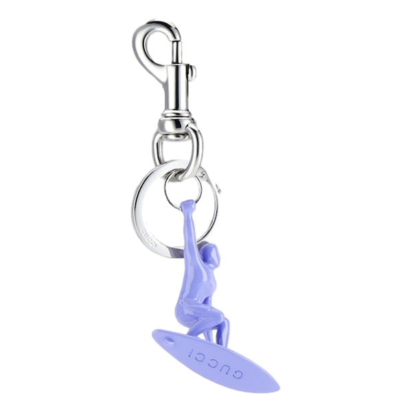 Gucci Engraved Surfer Keychain Charm Lilac Purple in Lilac Purple, authentic new keychain, image 2