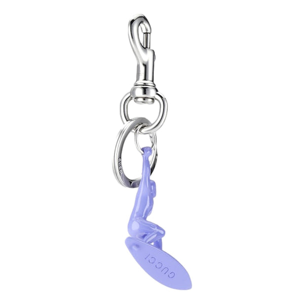 Gucci Engraved Surfer Keychain Charm Lilac Purple in Lilac Purple, authentic new keychain, image 1