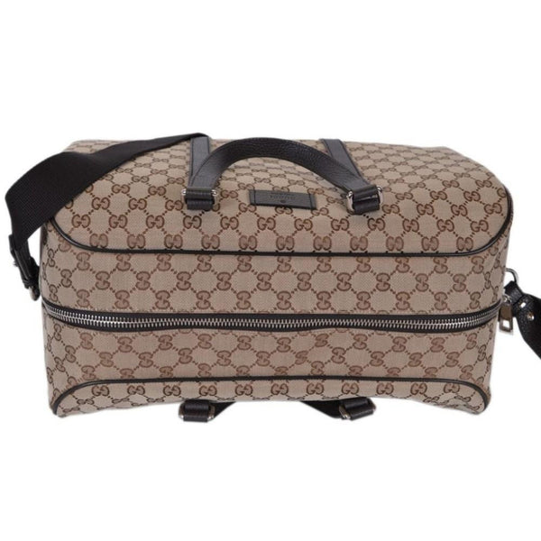 Gucci Large GG Logo Beige Canvas Brown Leather Strap Duffle Bag in Beige and Brown, authentic new handbag, image 6