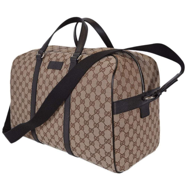Gucci Large GG Logo Beige Canvas Brown Leather Strap Duffle Bag in Beige and Brown, authentic new handbag, image 5