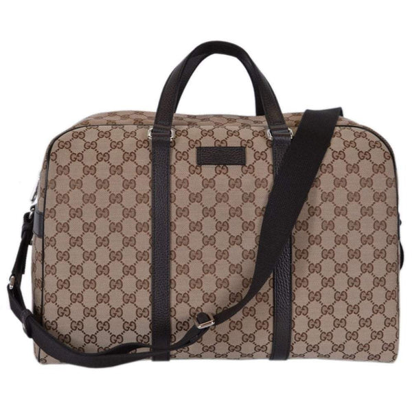 Gucci Large GG Logo Beige Canvas Brown Leather Strap Duffle Bag in Beige and Brown, authentic new handbag, image 3