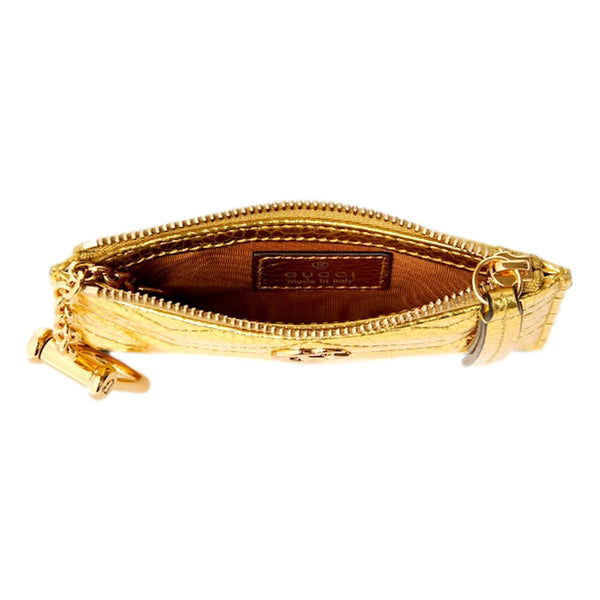 Gucci Marmont Gold Pleated Leather Key Pouch Wallet Keychain in Gold, authentic new wallet, image 2