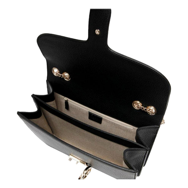 Gucci GG Marmont Crossbody Bag Black Pebbled Leather Gold Chain Interlocking GG — photo 6