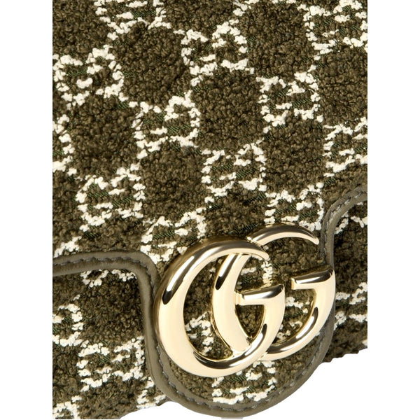 Gucci GG Super Mini Marmont Olive Green Boucle Terry Chain Crossbody Bag – hardware detail