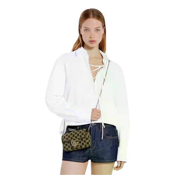 Gucci GG Super Mini Marmont Olive Green Boucle Terry Chain Crossbody Bag – detail view 6