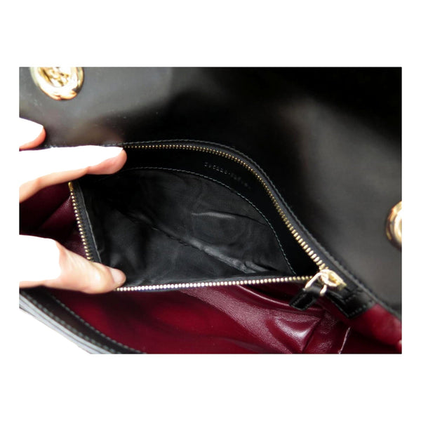 Gucci GG Marmont Dual Compartment Black Leather Shoulder Bag Gold Logo in Black, authentic new handbag, image 6
