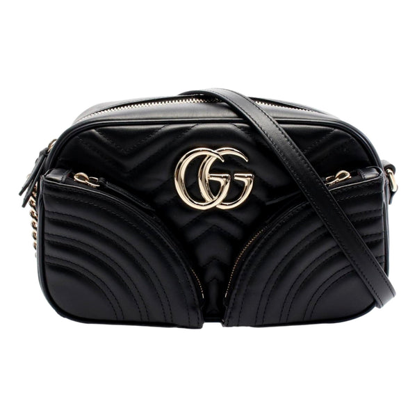 Gucci Marmont GG Black Multi Compartment Black Shoulder Bag in Black, authentic new handbag, image 1