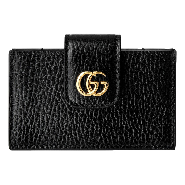 Gucci GG Marmont Leather Card Case Wallet with Gold Double G Snap Closure in Black, authentic new wallet, image 1