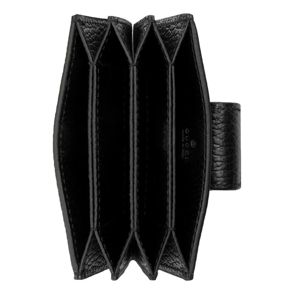 Gucci GG Marmont Leather Card Case Wallet with Gold Double G Snap Closure in Black, authentic new wallet, image 3