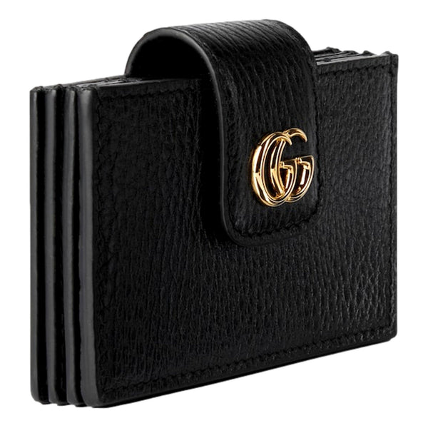 Gucci GG Marmont Leather Card Case Wallet with Gold Double G Snap Closure in Black, authentic new wallet, image 2