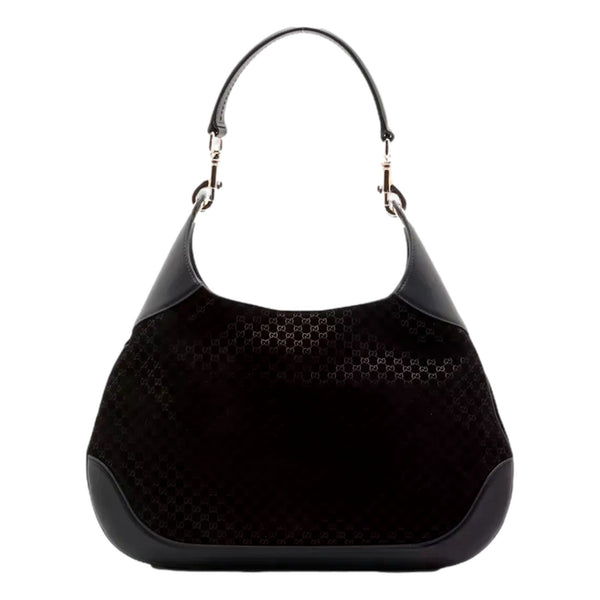 Gucci Micro GG B Medium Shoulder Bag Black Suede and Leather in Black, authentic new handbag, image 1