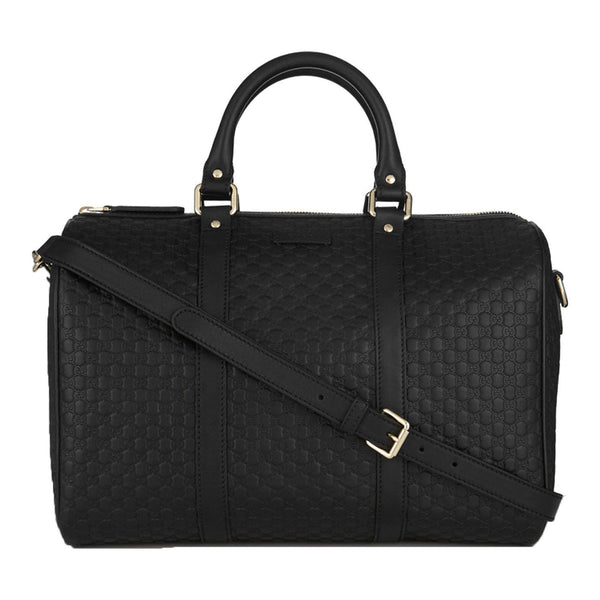 Gucci Microguccissima GG Boston Bag Black Embossed Leather Gold Hardware in Black, authentic new handbag, image 1