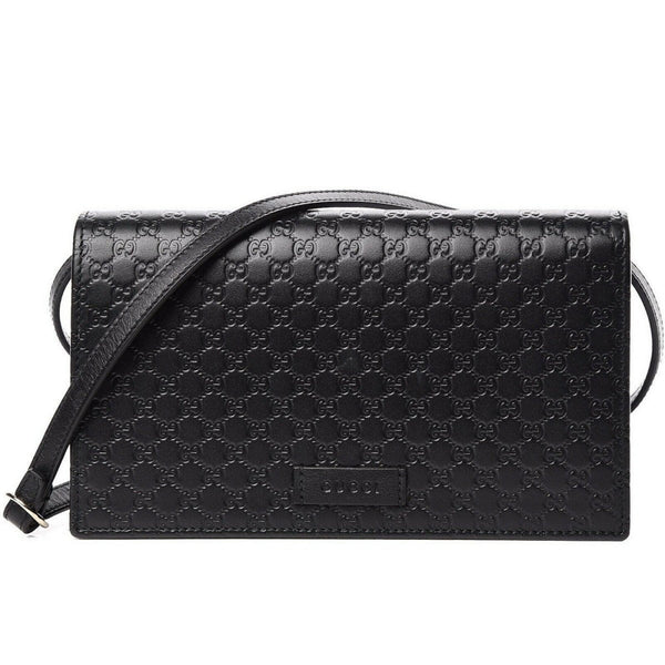 Gucci Microguccissima GG Logo Black Leather Wallet Crossbody Handbag in Black, authentic new handbag, image 1