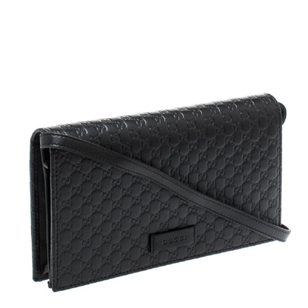Gucci Microguccissima GG Logo Black Leather Wallet Crossbody Handbag in Black, authentic new handbag, image 3