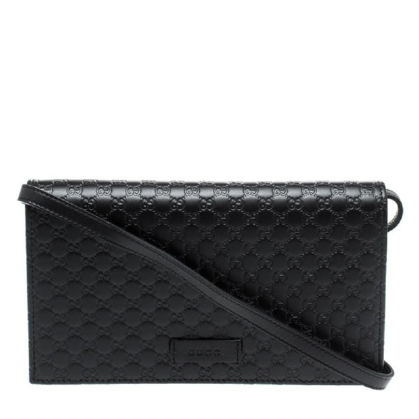 Gucci Microguccissima GG Logo Black Leather Wallet Crossbody Handbag in Black, authentic new handbag, image 2