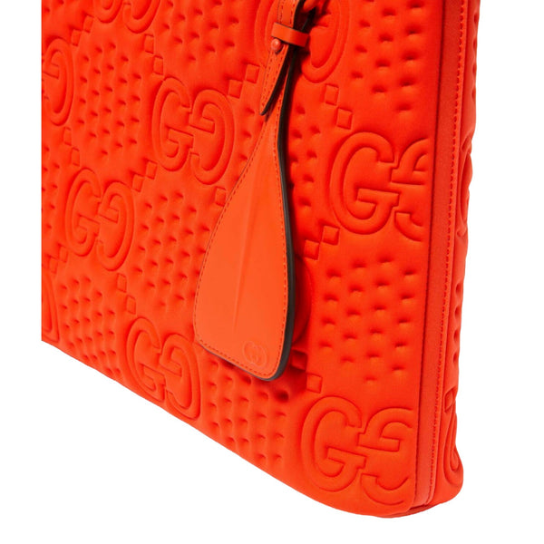 Gucci Off The Grid GG Embossed Orange Rubber Pouch Clutch Bag in Bright Orange, authentic new handbag, image 3