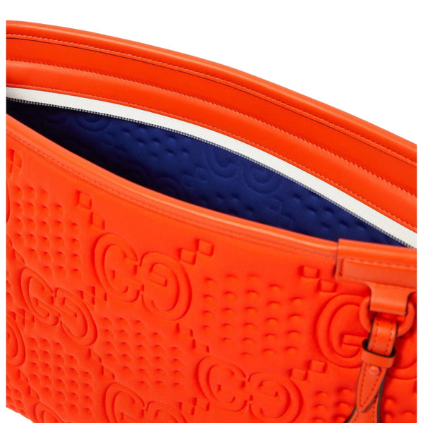 Gucci Off The Grid GG Embossed Orange Rubber Pouch Clutch Bag in Bright Orange, authentic new handbag, image 4
