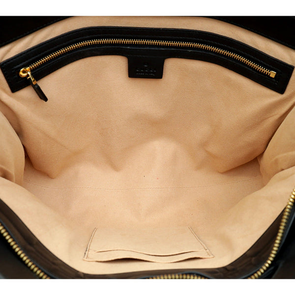 Gucci Ophidia Bicolor Red Suede Black Leather Slip Handle Tote Bag in Red and Black, authentic pre-loved handbag, image 4