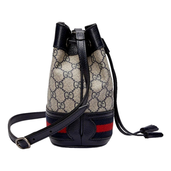 Gucci Ophidia Mini Beige And Blue GG Canvas Bucket Bag in Beige, authentic new handbag, image 4