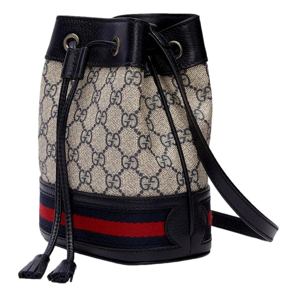 Gucci Ophidia Mini Beige And Blue GG Canvas Bucket Bag in Beige, authentic new handbag, image 2