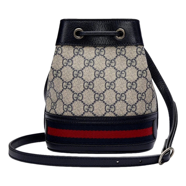 Gucci Ophidia Mini Beige And Blue GG Canvas Bucket Bag in Beige, authentic new handbag, image 3