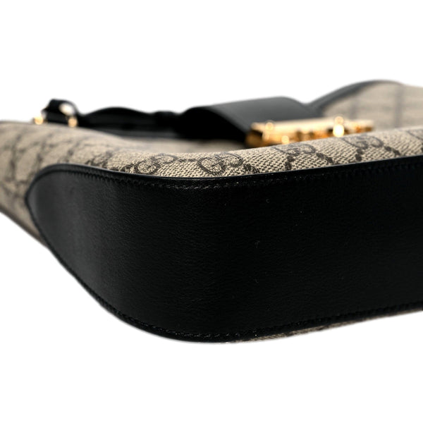 Gucci GG Supreme Monogram Canvas Medium Padlock Shoulder Bag Black in Black and beige, authentic new handbag, image 4