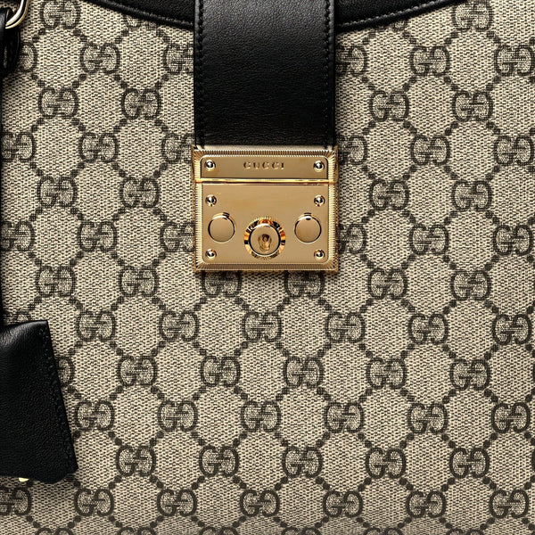 Gucci GG Supreme Monogram Canvas Medium Padlock Shoulder Bag Black in Black and beige, authentic new handbag, image 5