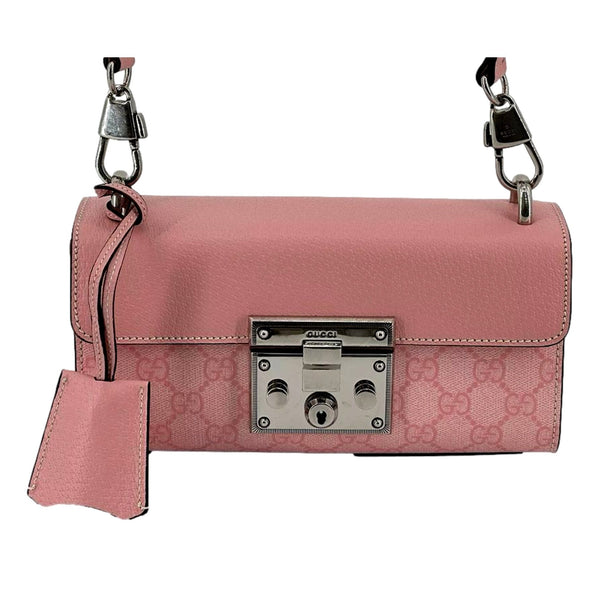 Gucci Padlock Small Handbag Pink GG Supreme Canvas Chain Shoulder Bag in Pink, authentic new handbag, image 3