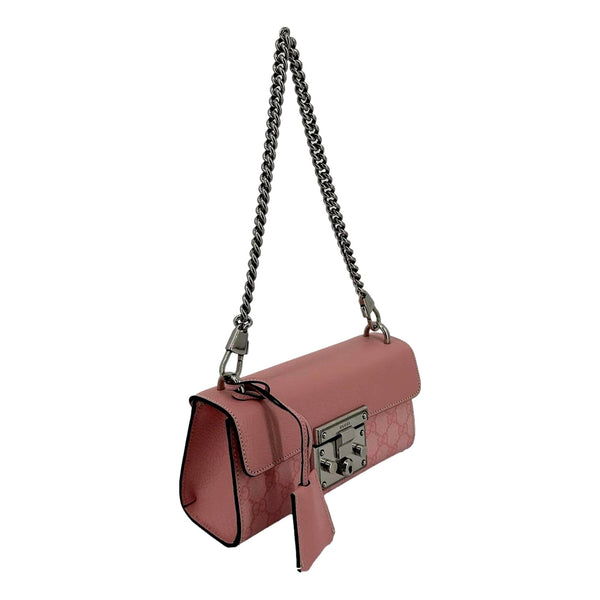 Gucci Padlock Small Handbag Pink GG Supreme Canvas Chain Shoulder Bag in Pink, authentic new handbag, image 4