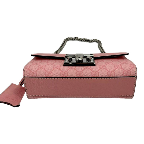 Gucci Padlock Small Handbag Pink GG Supreme Canvas Chain Shoulder Bag in Pink, authentic new handbag, image 11