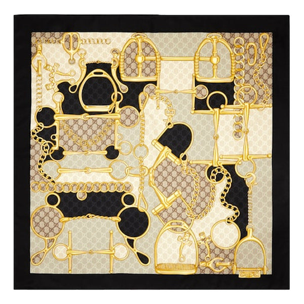 Gucci Printed Silk Twill Carre House Heritage Motif Scarf — photo 1