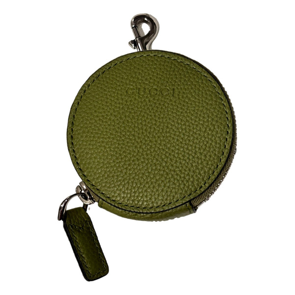 Gucci Round Coin Case Keychain Calf Leather Lime Green Pouch in Lime Green, authentic new keychain, image 1