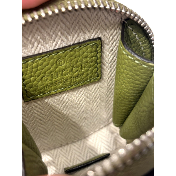 Gucci Round Coin Case Keychain Calf Leather Lime Green Pouch in Lime Green, authentic new keychain, image 3