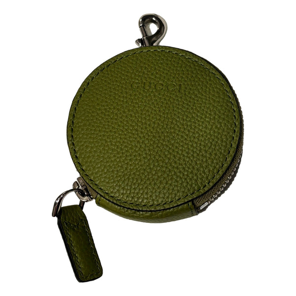 Gucci Round Coin Case Keychain Calf Leather Lime Green Pouch — photo 2