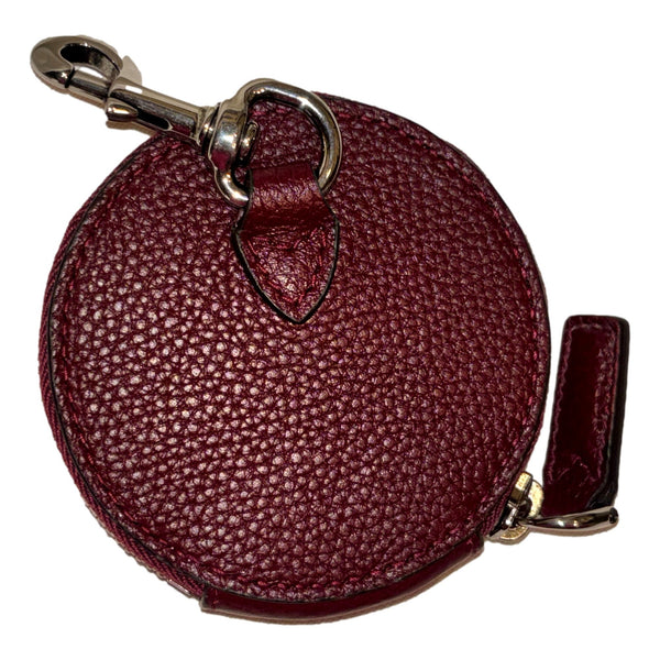 Gucci Round Coin Case Keychain Calf Leather Burgundy Red Pouch in Burgundy Red, authentic new keychain, image 2