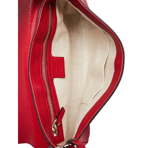 Gucci Soho Disco GG Tassel Chain Crossbody Flap Leather Bag Red in Red, authentic new handbag, image 7