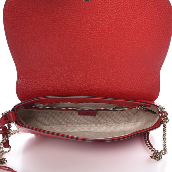 Gucci Soho Disco GG Tassel Chain Crossbody Flap Leather Bag Red in Red, authentic new handbag, image 8