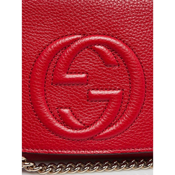 Gucci Soho Disco GG Tassel Chain Crossbody Flap Leather Bag Red in Red, authentic new handbag, image 6