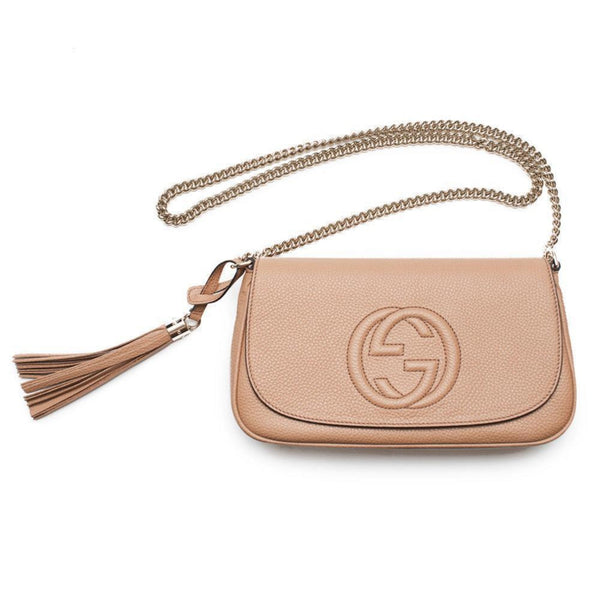 Gucci Soho Disco Beige GG Leather Tassel Chain Crossbody Flap Bag — photo 1