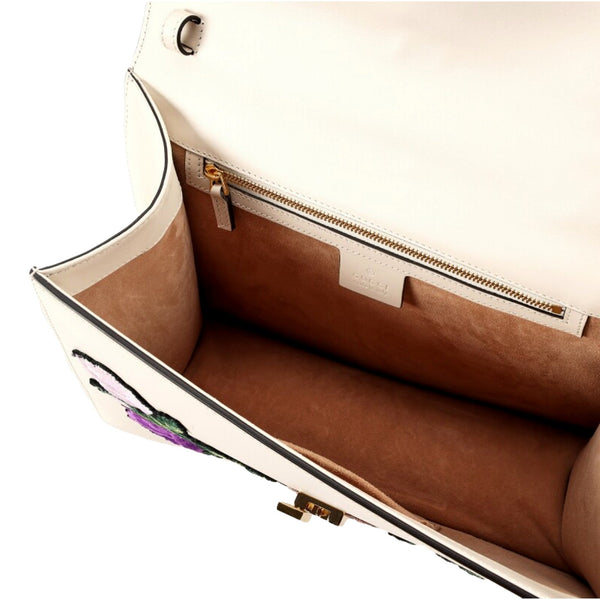 Gucci Sylvie Embroidered Off White Medium Top Handle Bag in Off White, authentic pre-loved handbag, image 6
