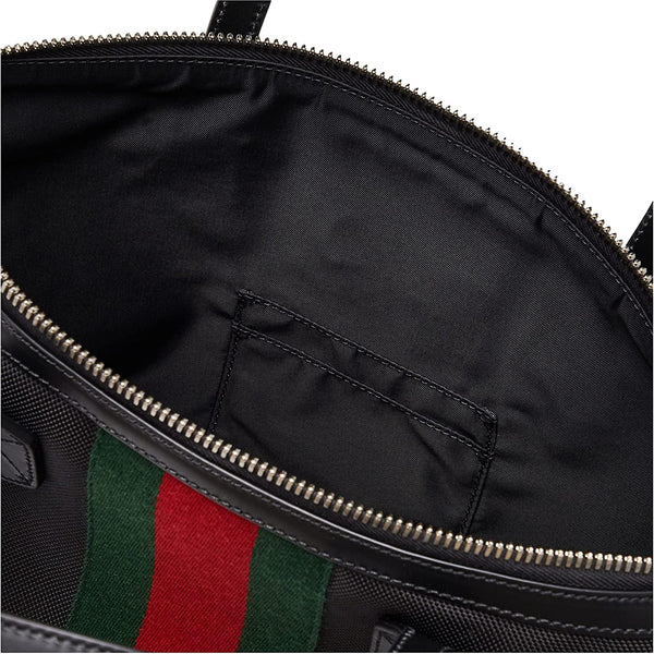 Gucci Techno Web Stripe Black Canvas Large Duffle Bag Crossbody Travel Bag in Black, authentic new handbag, image 4
