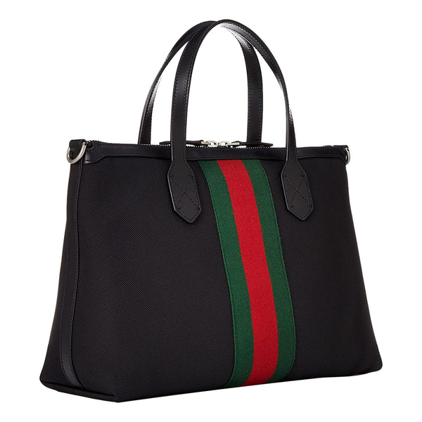 Gucci Techno Web Stripe Black Canvas Large Duffle Bag Crossbody Travel Bag in Black, authentic new handbag, image 2