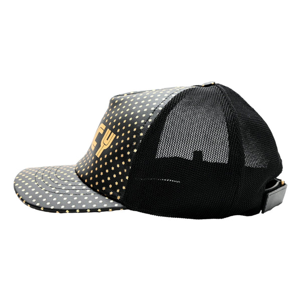 Gucci x Sega Guccy Stars Black Gold Leather Hat XL in Black and Gold, authentic pre-loved hat, image 5
