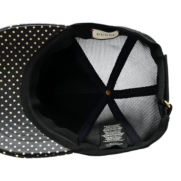 Gucci x Sega Guccy Stars Black Gold Leather Hat XL in Black and Gold, authentic pre-loved hat, image 6