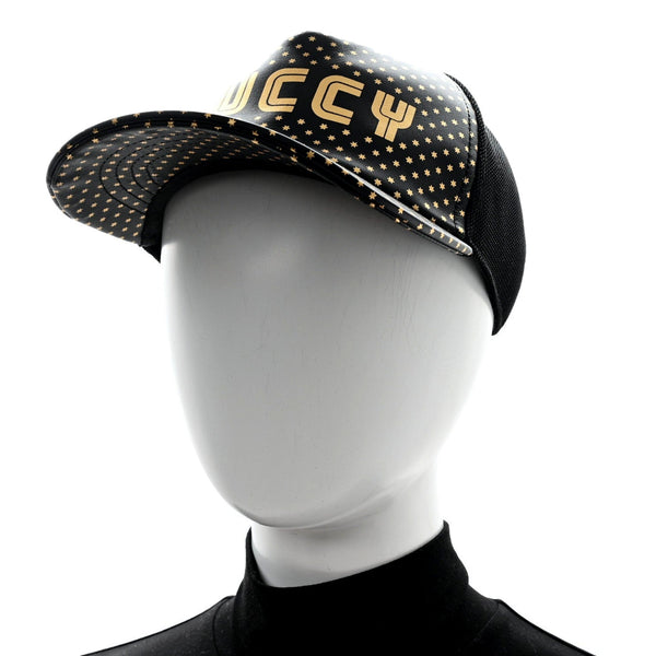 Gucci x Sega Guccy Stars Black Gold Leather Hat XL in Black and Gold, authentic pre-loved hat, image 9